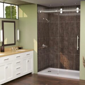 60 x 30 Shower Kit with Rough Wood Laminate Shower Wall Panels