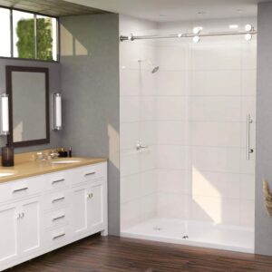 60 x 30 Shower Kit with White High Gloss 24 x 12 Laminate Wall Panels